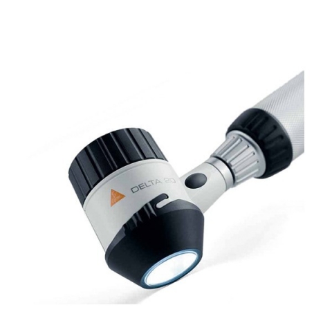 Dermatoscopio DELTA 20 Plus con disco contacto polarización P c/escala, mango recargable 3,5 v estuche rígido