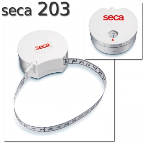 Cinta SECA 203 para medir la circunferencia del cuerpo con el ratio cintura-cadera (WHR) con mecanismo de enrollado automático