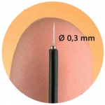 Electrodo monopolar aguja reutilizable microcirugía tipo Colorado longitud 20mm acodado