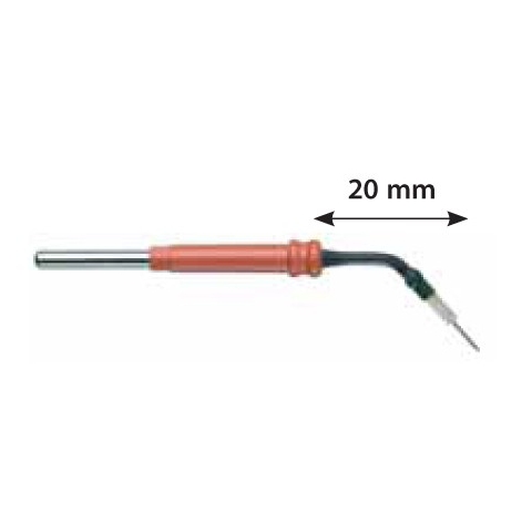 Electrodo monopolar aguja reutilizable microcirugía tipo Colorado longitud 20mm acodado