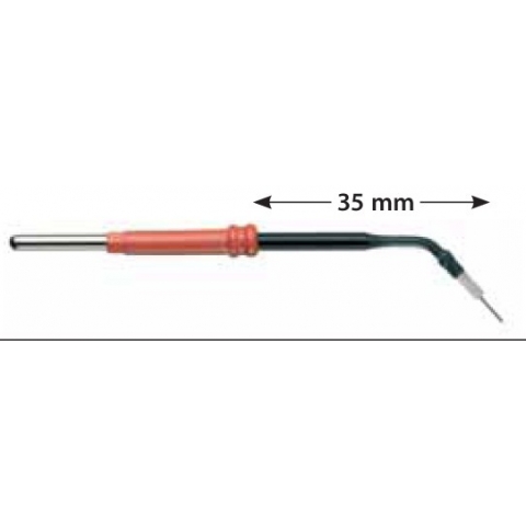 Electrodo monopolar aguja reutilizable microcirugía tipo Colorado longitud 35mm acodado